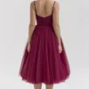 Countess Cabernet Tulle Midi Dress