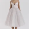 Countess French Dove Tulle Midi Dress