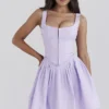 Cupid Orchid Pleated Cotton Mini Dress