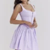 Cupid Orchid Pleated Cotton Mini Dress