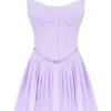 Cupid Orchid Pleated Cotton Mini Dress