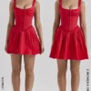 Cupid Scarlet Pleated Mini Dress