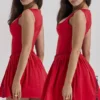 Cupid Scarlet Pleated Mini Dress