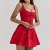 Cupid Scarlet Pleated Mini Dress