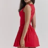 Cupid Scarlet Pleated Mini Dress