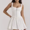 Cupid White Pleated Mini Dress