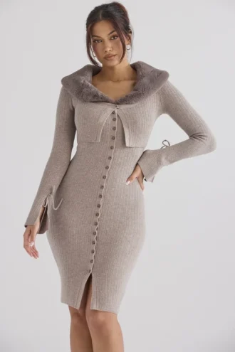 Dahlia Beige Cashmere Cardigan