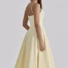 Dahlia Lemon Cotton Princess Cut  Midi Sundress