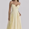 Dahlia Lemon Cotton Princess Cut  Midi Sundress