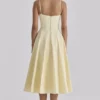 Dahlia Lemon Cotton Princess Cut  Midi Sundress