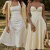 Dahlia Lemon Cotton Princess Cut  Midi Sundress