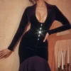 Dahna Dark Purple Velvet Corset Dress