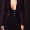 Dahna Dark Purple Velvet Corset Dress