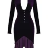 Dahna Dark Purple Velvet Corset Dress