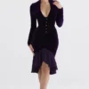 Dahna Dark Purple Velvet Corset Dress