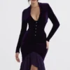 Dahna Dark Purple Velvet Corset Dress