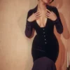 Dahna Dark Purple Velvet Corset Dress