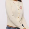 Daisie Ivory Wool + Cashmere Floral Embroidered Cardigan