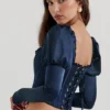 Dana Navy Puff Sleeve Corset