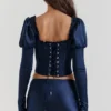 Dana Navy Puff Sleeve Corset