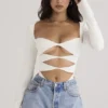 Danica White Cutout Bodysuit