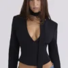 Danya Black Crepe Hourglass Corset Top