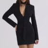 Danya Black Crepe Hourglass Corset Top