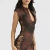 Daphne Antique Copper Lace up Mini Dress