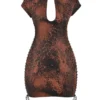 Daphne Antique Copper Lace up Mini Dress