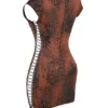 Daphne Antique Copper Lace up Mini Dress