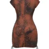 Daphne Antique Copper Lace up Mini Dress