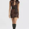 Daphne Antique Copper Lace up Mini Dress