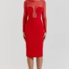 Darcy Scarlet Plunge Midi Dress
