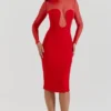 Darcy Scarlet Plunge Midi Dress