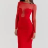 Darcy Scarlet Plunge Midi Dress