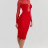 Darcy Scarlet Plunge Midi Dress