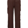 Daria Chocolate Satin Cargo Trousers