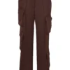 Daria Chocolate Satin Cargo Trousers