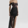 Debut Black Off Shoulder Lace Maxi Dress