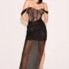 Debut Black Off Shoulder Lace Maxi Dress