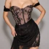 Debut Black Off Shoulder Lace Maxi Dress