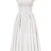 Debutante French Dove Moire Satin Backless Midi Dress