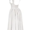 Debutante French Dove Moire Satin Backless Midi Dress