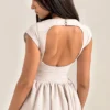 Debutante French Dove Moire Satin Backless Midi Dress