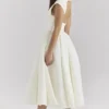 Debutante Ivory Moire Satin Midi Dress