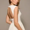 Debutante Ivory Moire Satin Midi Dress