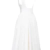 Debutante Ivory Moire Satin Midi Dress
