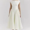 Debutante Ivory Moire Satin Midi Dress