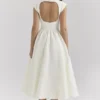 Debutante Ivory Moire Satin Midi Dress