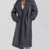 Deiji Grey Vegan Shearling Coat